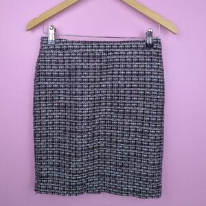 Ann Taylor Loft Petites Black, Pink, Purple, White, & Gray Wool Blend Skirt